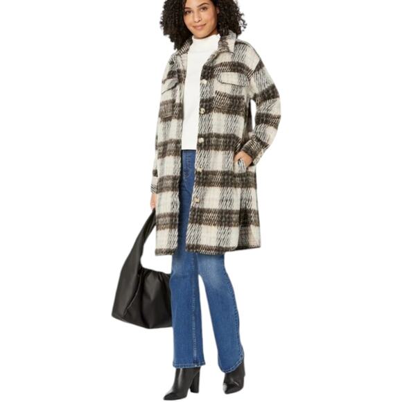 Vince Camuto Plaid Lightweight Coat Women's Medium Button Flannel Shacket Jacket - Picture 1 of 12